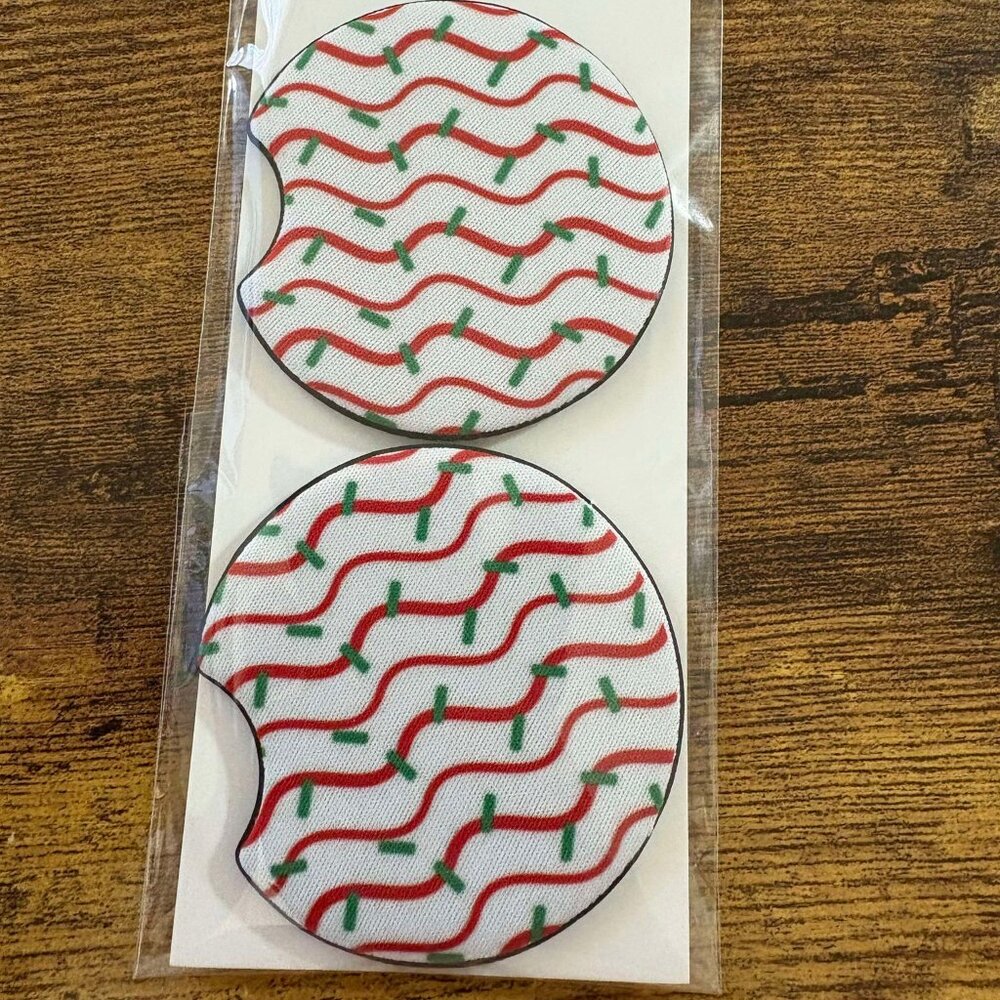 Christmas Tree Cake Car Coasters